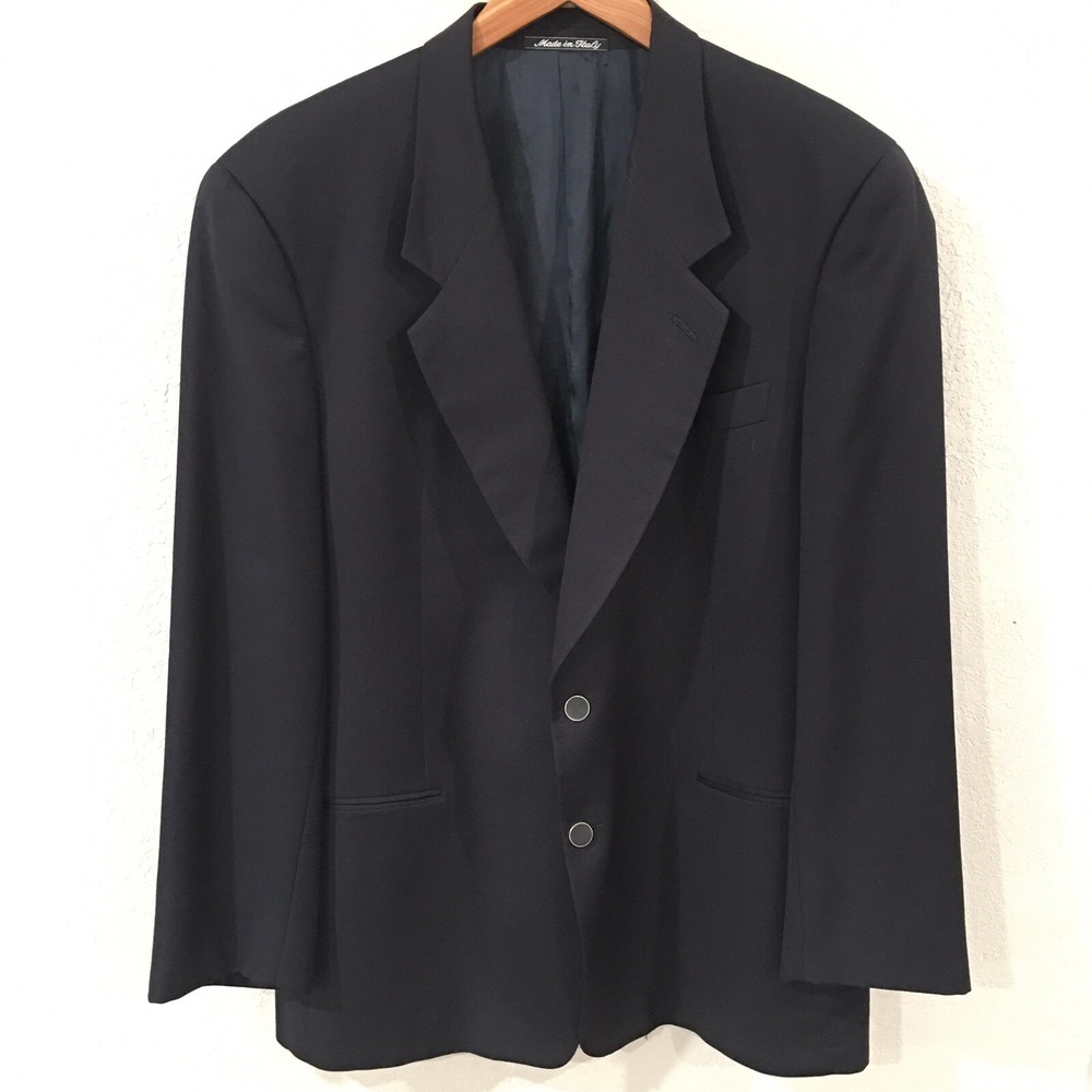 Mani Blazer Mens 44R Navy Blue Pure Virgin Wool 2 Button Sport Coat Italy